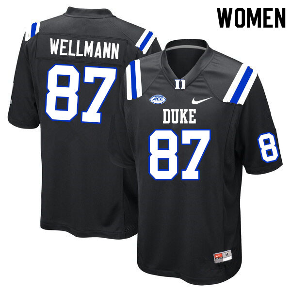 Women #87 Harrison Wellmann Duke Blue Devils College Football Jerseys Sale-Black